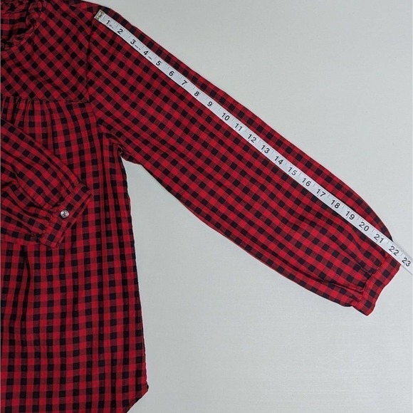 Talbots Buffalo Check Shirt X Ruffle Mock Neck Long Sleeve Button Up Plaid Tunic - Picture 8 of 8
